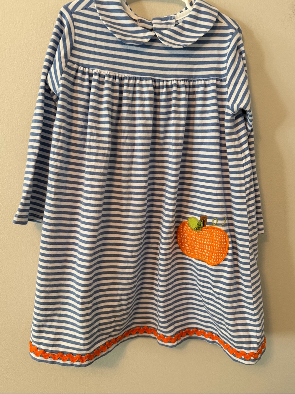 The Bailey Boys Blue and White Stripe Pumpkin Dress